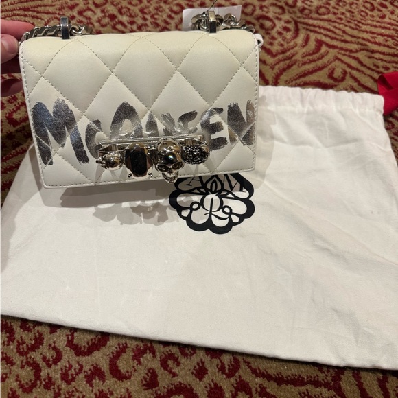 Alexander McQueen White and Silver Crossbody Bag